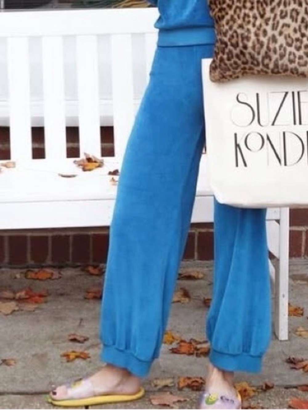 Suzie Kondi Turquoise cotton stretch Velour Jogger Pants